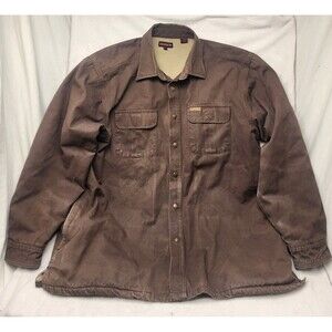 Wolverine Jacket Brown Sherpa Lined Work Shirt Jacket Insulated Button  Men 2xl